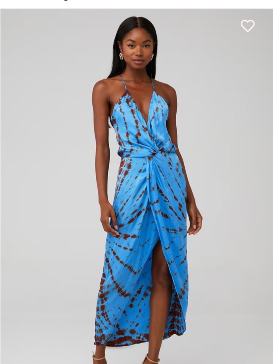 Young Fabulous & Broke Dresses & Skirts - YFB Siren Slip Dress Blue Tie Dye Halter Cutout Midi Maxi Size M